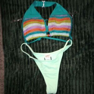 🆕👙Wild Fable Bikini Set Crochet U Bralette Top with Ultra Cheeky Bottom, XS